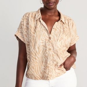 **NWT** Printed Dolman-Sleeve Pocket Blouse for Women -Old Navy- Zebra Print